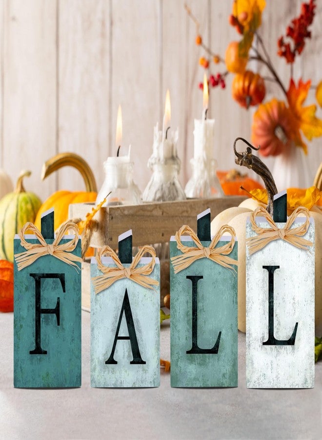 YUJUN 4 PCS Fall Pumpkin Wooden Signs Decoration,Blue Autumn Tiered Tray Pumpkin Tabletop Decor for Thanksgiving Fall Home Kitchen Harvest Party Decor Supplies - Image 1